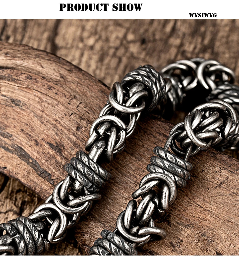 Vintage geflochtenes Edelstahl Herrenarmband Hip Hop einfache geflochtene Laterne Handkette für männliche Freund trendige Armreif Geschenke