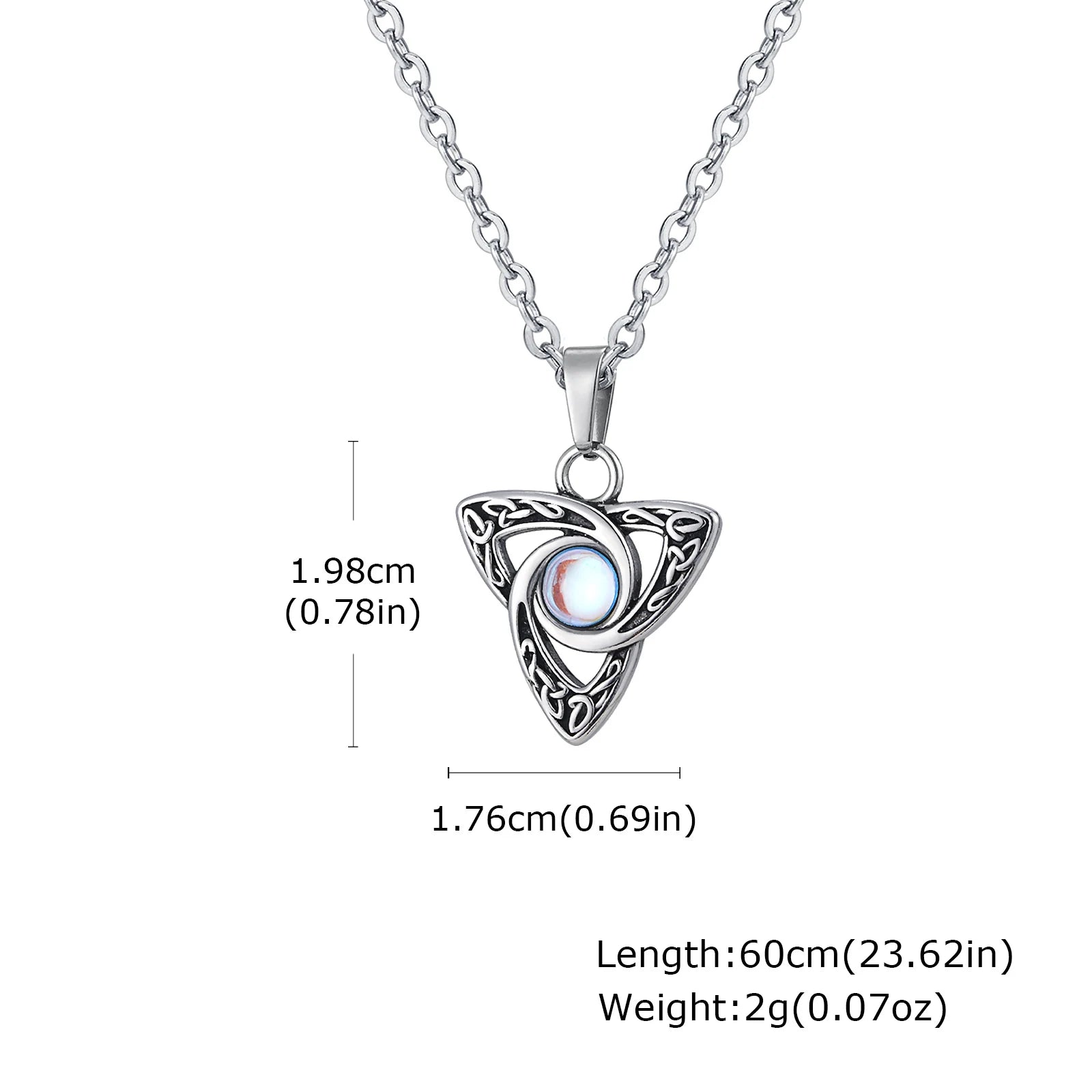 Vnox Vintage-Halsketten mit keltischem Knoten-Anhänger und Mondstein-Intarsien für Männer und Frauen, Hexenknoten-Kragen-Schmuck mit Box-Kette