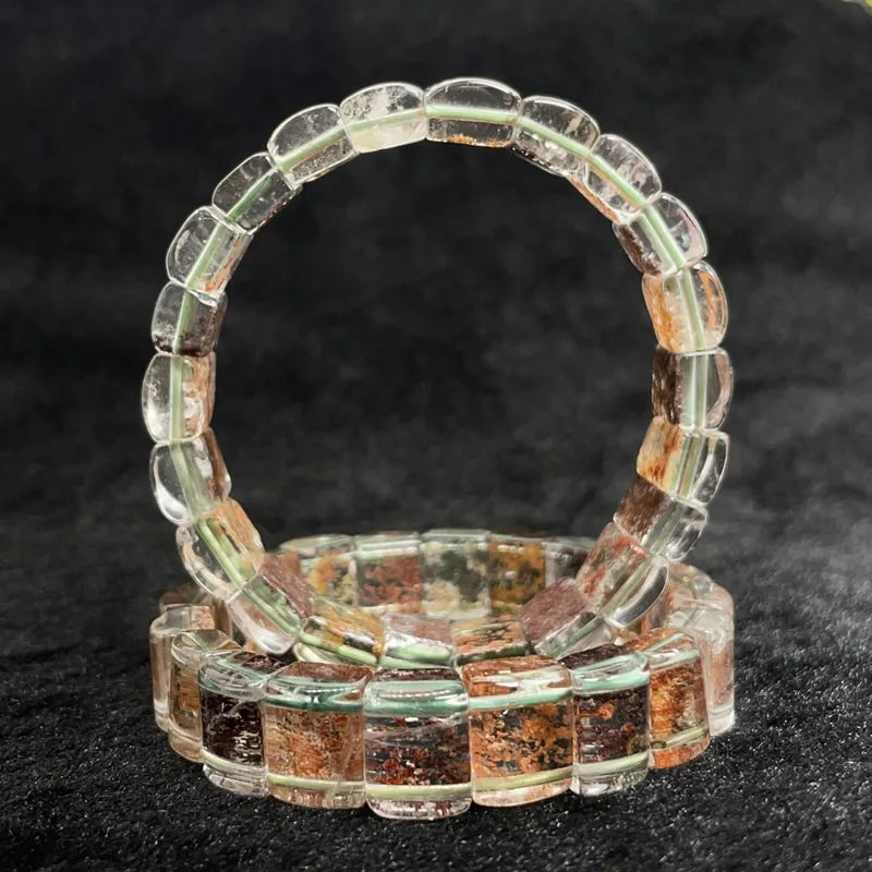 Neues farbiges Naturstein-Vier-Jahreszeiten-Geist-Kristall-Quarz-rechteckiges Armband für Männer und Frauen, Paare, glücklicher Modeschmuck