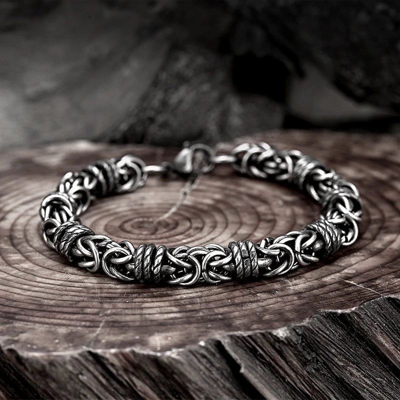 Vintage geflochtenes Edelstahl Herrenarmband Hip Hop einfache geflochtene Laterne Handkette für männliche Freund trendige Armreif Geschenke
