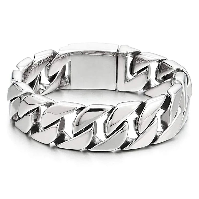20/26/31MM 316L Edelstahl Curb Kubanisches Armband Riesige Schwere Silber Farbe Ton Schmuck Herren Frauen Biker Bike Kette Armbänder