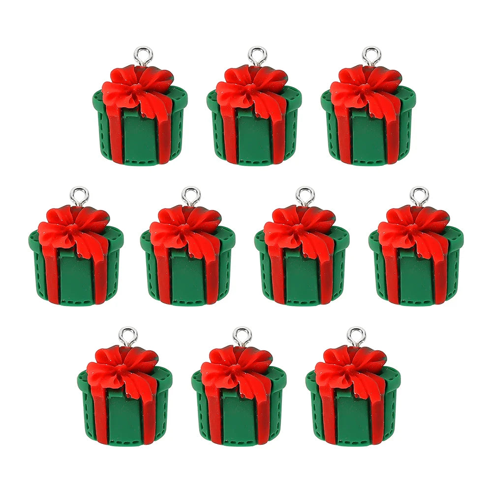 10 Stück Weihnachten Lebkuchenmann Weihnachtsmann Charms Harz Anhänger Charms für Ohrring Armband Schlüsselanhänger Kinderspielzeug Diy Schmuckherstellung