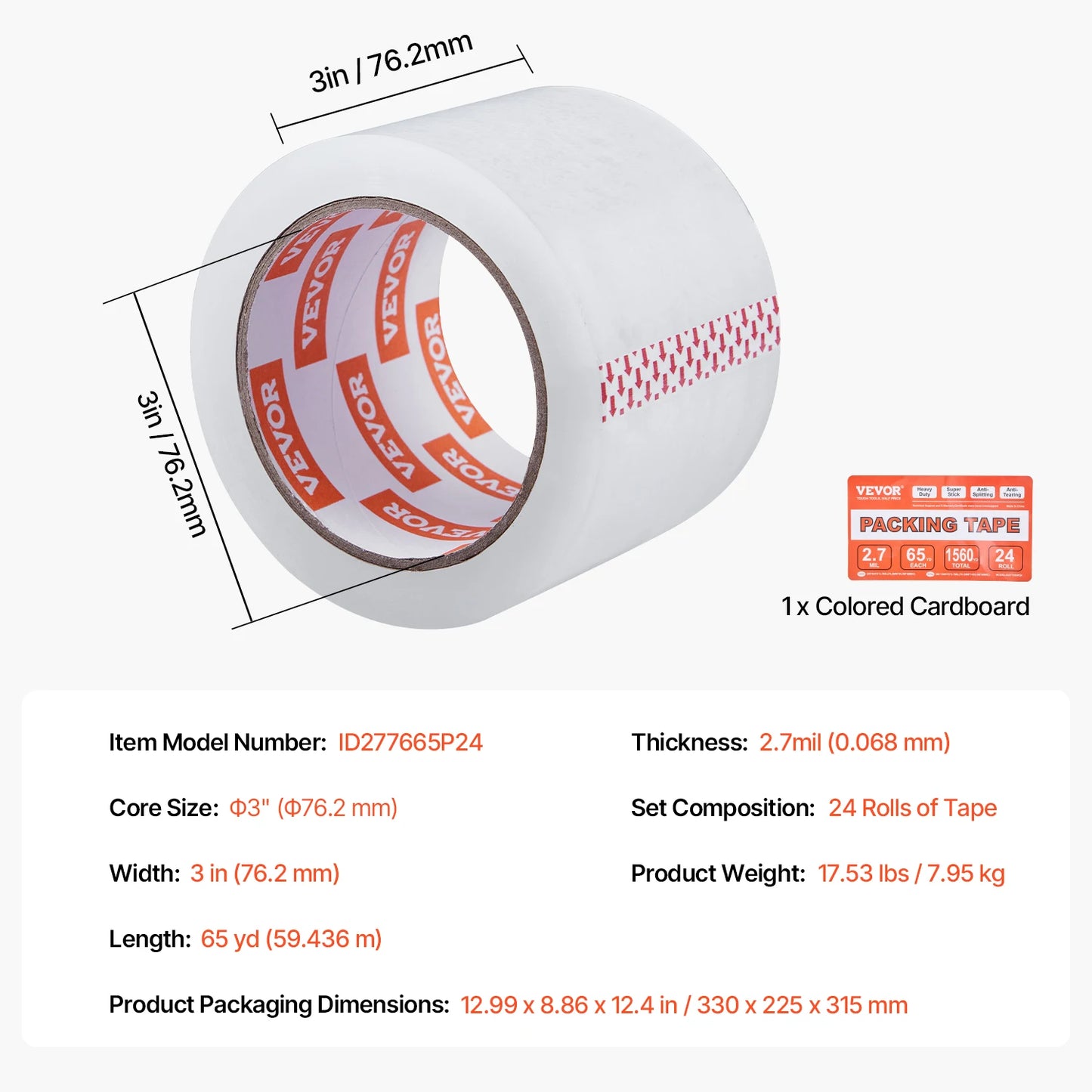 SucceBuy 6/24 Rollen 7,6 cm 70 m hochviskoses, transparentes Klebeband, transparentes Verpackungsband für Büroverpackungen, Expressverpackungen