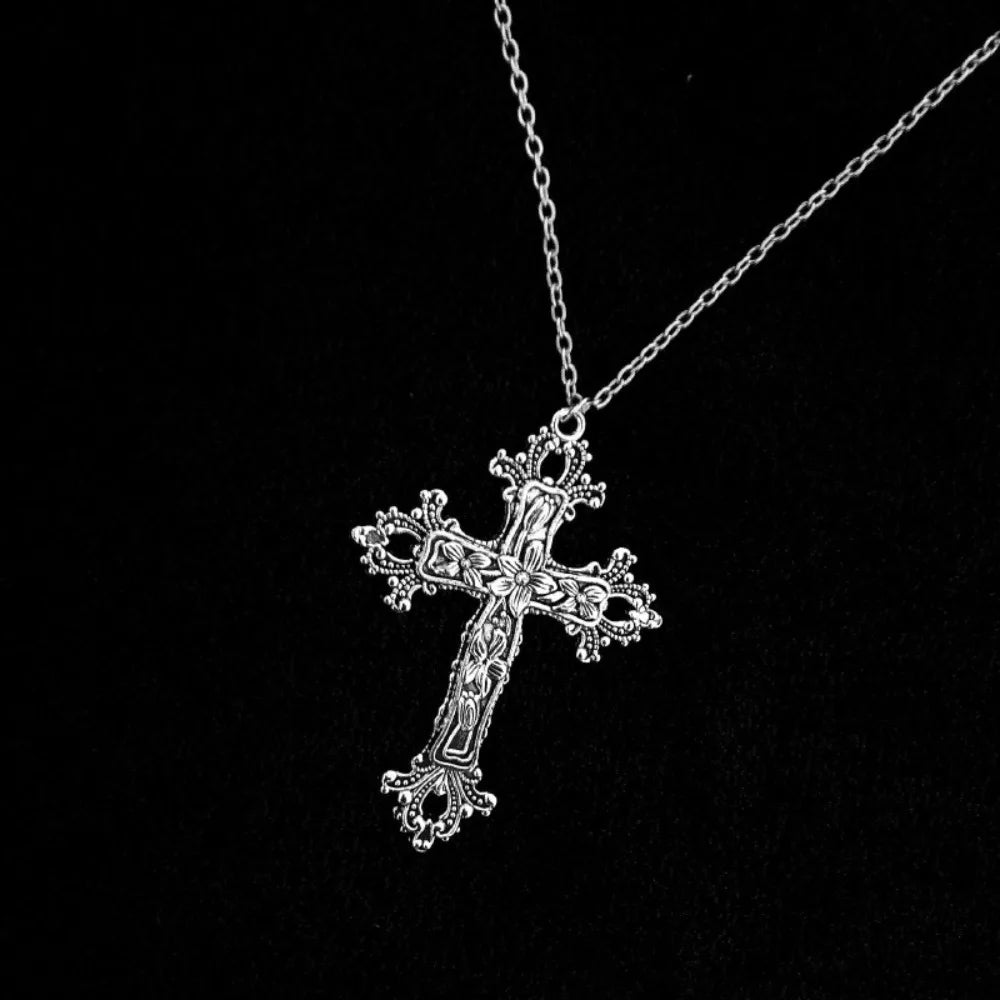 Vintage Punk Gothic Kreuz Anhänger Halskette Schwarz Große Frauen Lange Halsketten Metall Kette Schmuck Mode Accessoires Geschenk für Männer