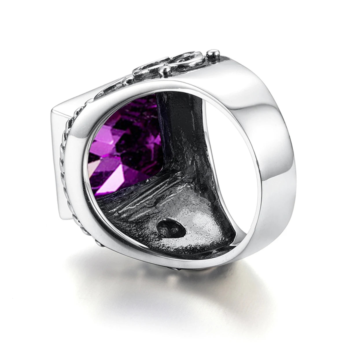 Massive 925er Sterlingsilber dicke Herrenringe Amethyst Vintage Art Deco Revival Vintage männlicher Schmuck Party Geschenk für Ehemann