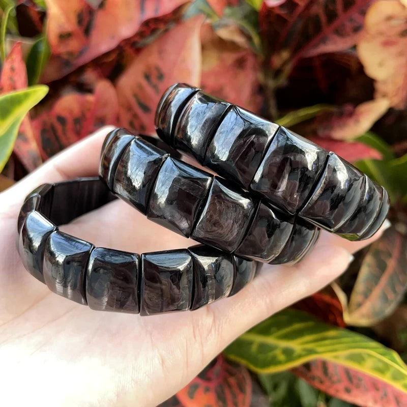 Neue Ägypten AAA 11X16MM Natürliches Hypersene Rechteckiges Funkelndes Reines Schwarzes Armband für Männer und Frauen Paare Glücklicher Schmuck Geschenk