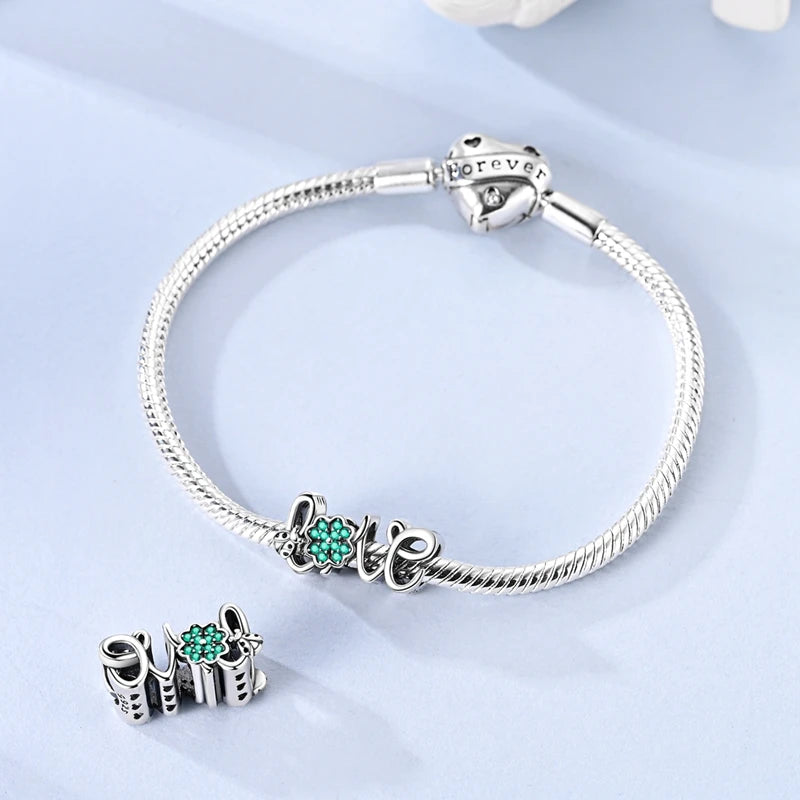 Neu im 925er-Sterlingsilber, grüne Charms, Perlen, Frosch, Kleeblatt, Schildkröte, Anhänger, Schmuck, passend für Original-925-Armbänder für Frauen, DIY-Geschenk