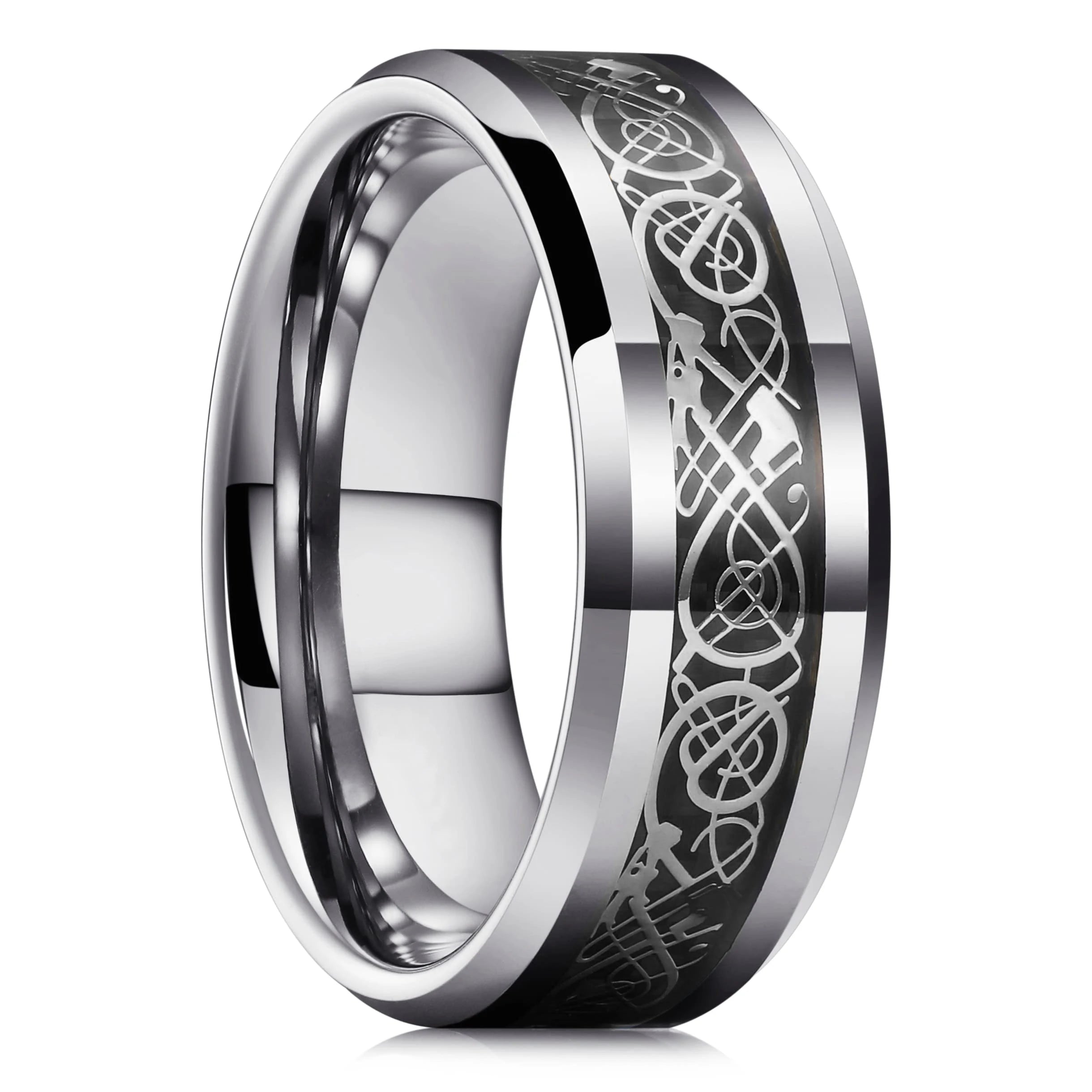 Moderne 8mm Schwarz Titan stahl Ringe für Männer Frauen Nut Facetten Edelstahl Männer Ring Hochzeit Band schmuck Großhandel