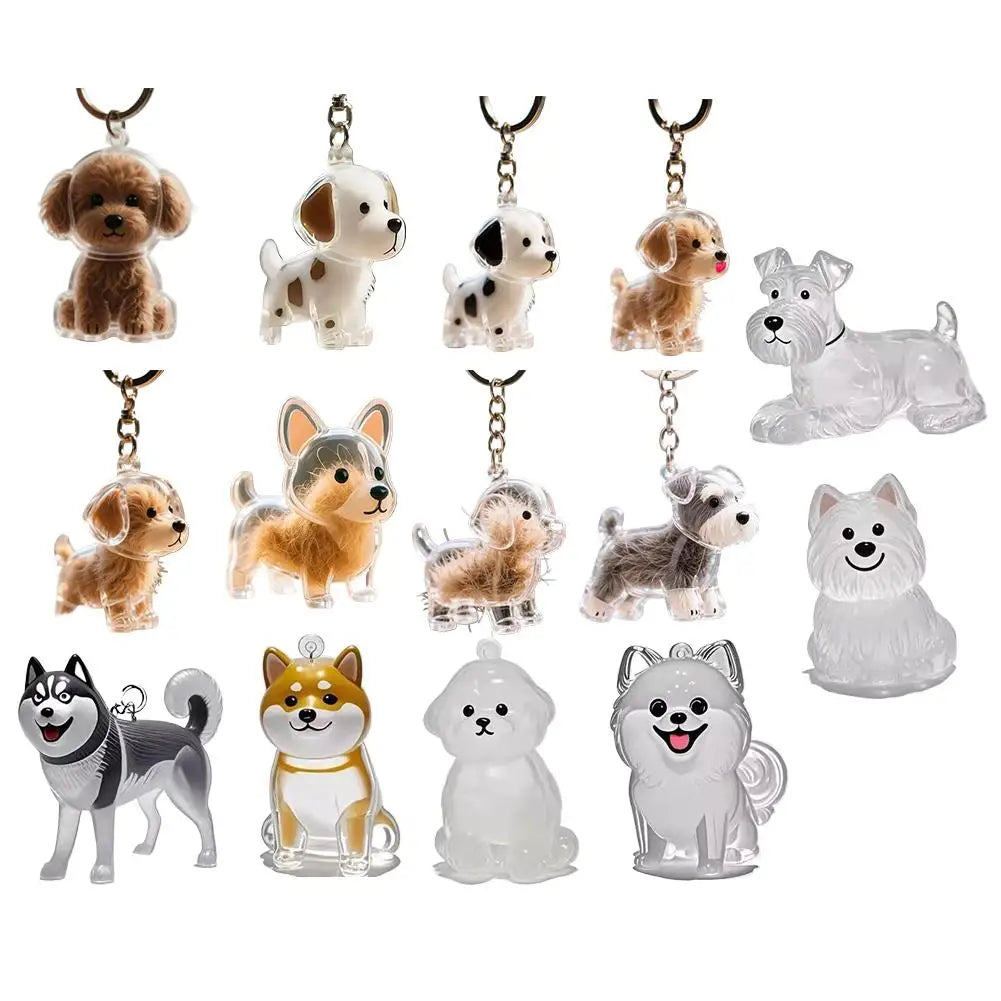Klarer Tierhaar-Schlüsselanhänger, niedlicher Hund, Fell, Andenkenhalter, kreativer transparenter Tierhaar-Gedenkkollektions-Anhänger für Hund/Katze
