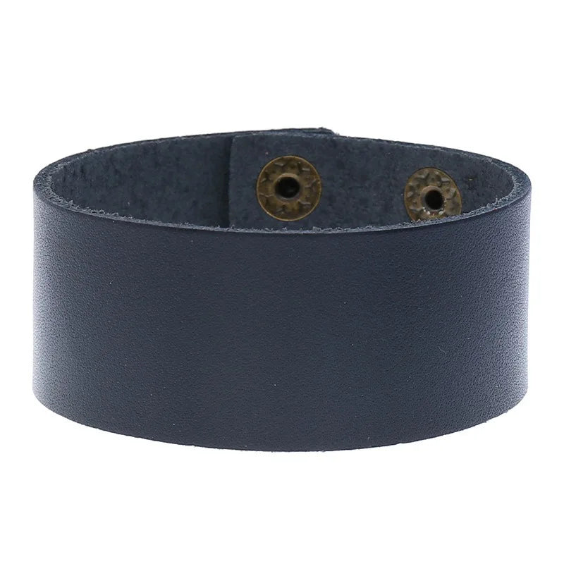 Breite Wickelarmbänder aus echtem Leder für Herren, Retro, verstellbare Armreifen für Männer, Punk-Stil, Schmuck, Geschenke, Schwarz, Braun, Rot, Grün, Blau