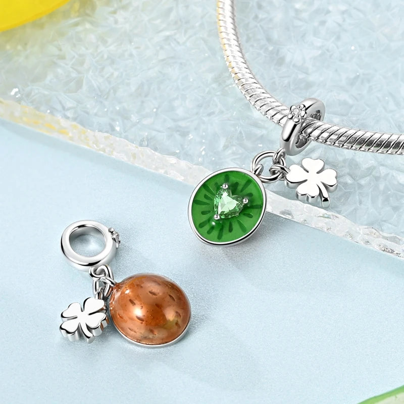 Neu im 925er-Sterlingsilber, grüne Charms, Perlen, Frosch, Kleeblatt, Schildkröte, Anhänger, Schmuck, passend für Original-925-Armbänder für Frauen, DIY-Geschenk