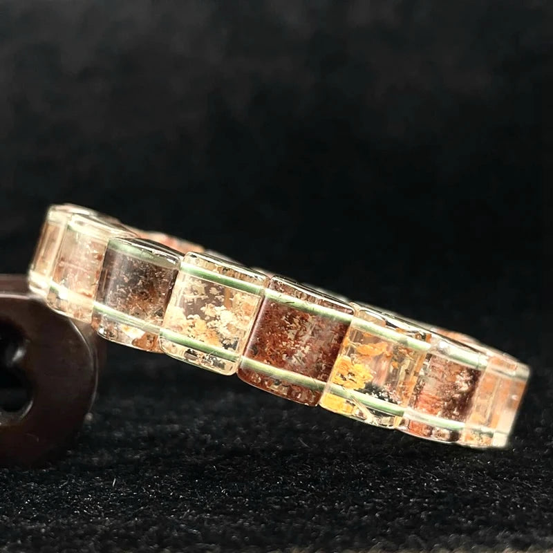 Neues farbiges Naturstein-Vier-Jahreszeiten-Geist-Kristall-Quarz-rechteckiges Armband für Männer und Frauen, Paare, glücklicher Modeschmuck