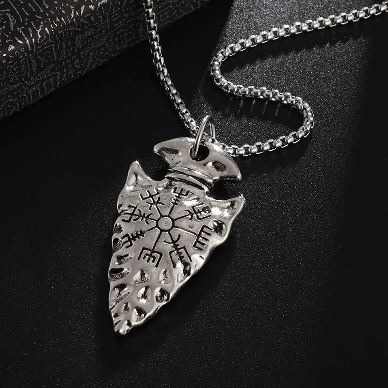 Retro-Trend nordischen Kompass Speerspitze Halskette Männer Frauen Amulett Halskette Schmuck Geschenk