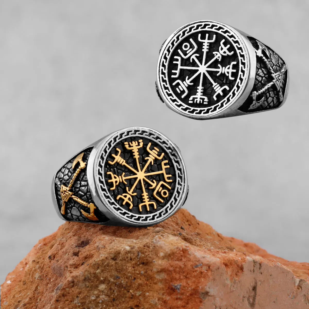 Vintage Edelstahl Wikinger Amulett Ring Nordischer Kompass Runen Männer und Frauen Ringe Teenager Multi Style Schmuck Freund Geschenk