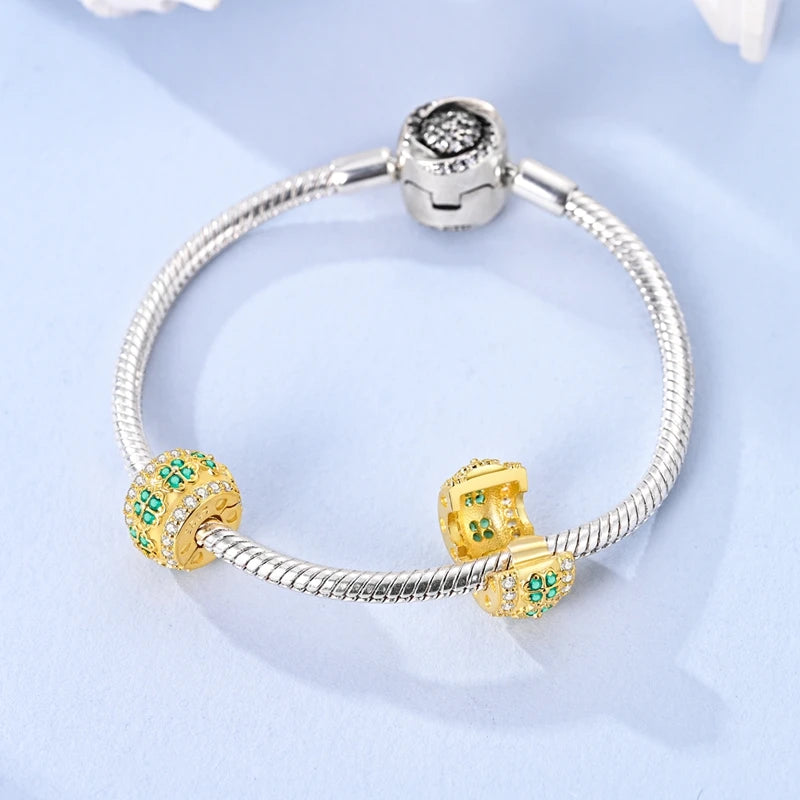 Neu im 925er-Sterlingsilber, grüne Charms, Perlen, Frosch, Kleeblatt, Schildkröte, Anhänger, Schmuck, passend für Original-925-Armbänder für Frauen, DIY-Geschenk