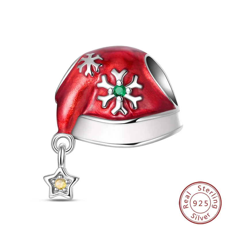 Winter-Charm, Original-Charm-Anhänger aus 925er-Sterlingsilber, Schneeflocke, Schneemann, Pinguin, für Frauen, feiner DIY-Geburtstagsschmuck, Geschenke