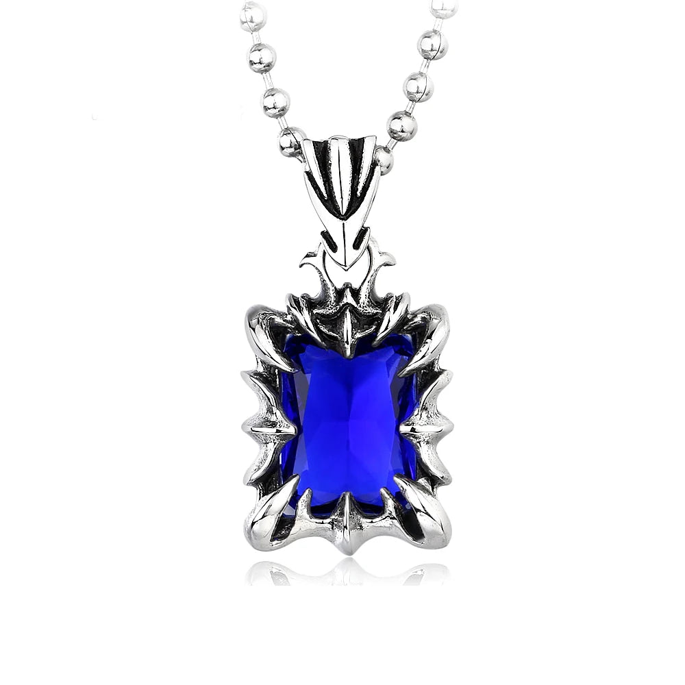 Vintage Mode rot/schwarz/blau/grün Farbe Stein Anhänger Halskette für Männer Frauen Edelstahl Punk Paar Schmuck Drops hipping