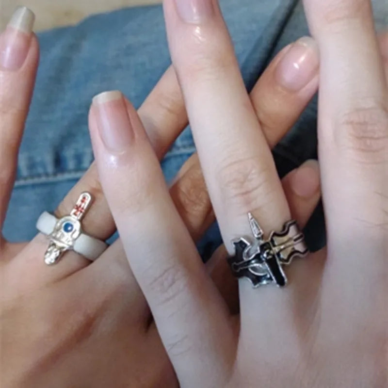 Schwert Art Online Retro Kirito Asuna Kreuz Offenen Ring Für Liebhaber Frauen Männer Einstellbare Metall Finger Ringe Partei Schmuck Anillo