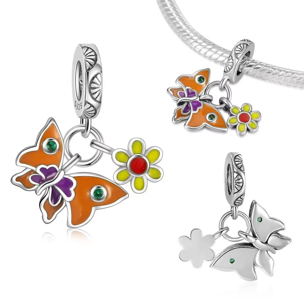2025 Neu in Original 925 Sterling Silber Bunte Exquisite Schmetterling Serie Charm Fit Armband Halskette DIY Frauen Schmuck Geschenk