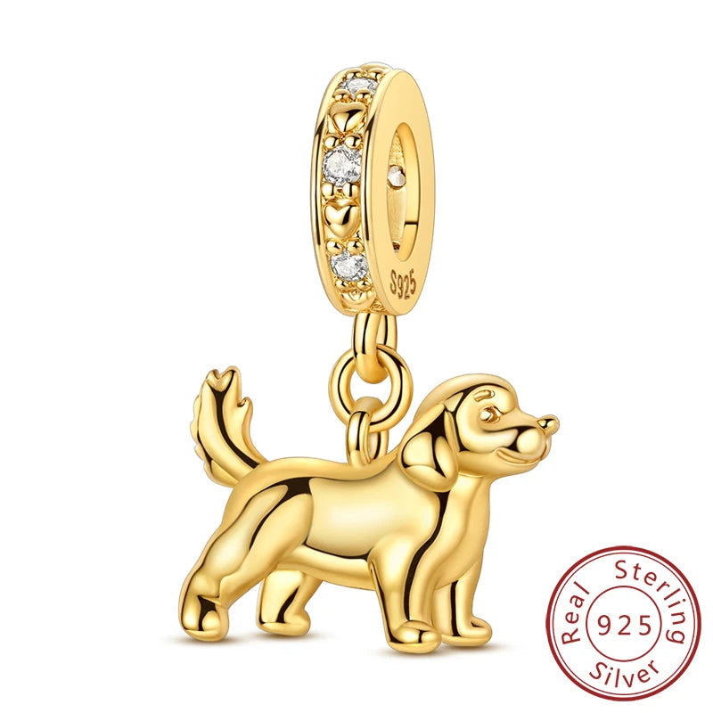 Neue Original Charms Perlen Anhänger 925 Sterling Silber Teddy Pudel Hund Katze Universal Schnalle Charms Fit Armband DIY Schmuck Geschenk
