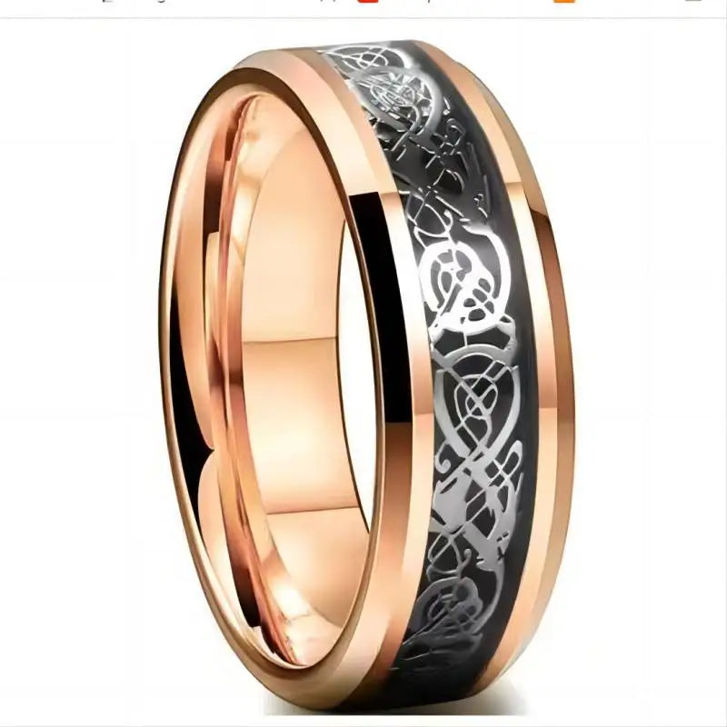 20 Farben Herrenschmuck Rot Blau Schwarz Drache Inlay Comfort Fit Edelstahlringe für Hochzeit Breite 8 mm