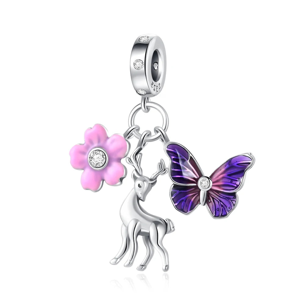 2025 Neu in Original 925 Sterling Silber Bunte Exquisite Schmetterling Serie Charm Fit Armband Halskette DIY Frauen Schmuck Geschenk