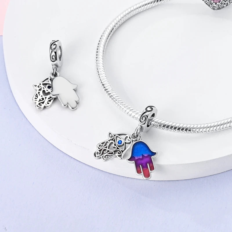 Heiße Verkäufe 925 Sterling Silber Charms Perlen Teufel Auge Fatimas Hand Kreuz Perlen Fit Original Armband Frauen DIY schmuck Geschenke