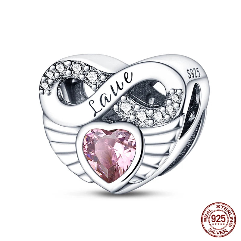 Charms aus 925er-Sterlingsilber, romantische Herz-Serie, Perlen, passend für Qikaola 925 Original-Armbänder, DIY-Schmuck zum Muttertag, Geschenke