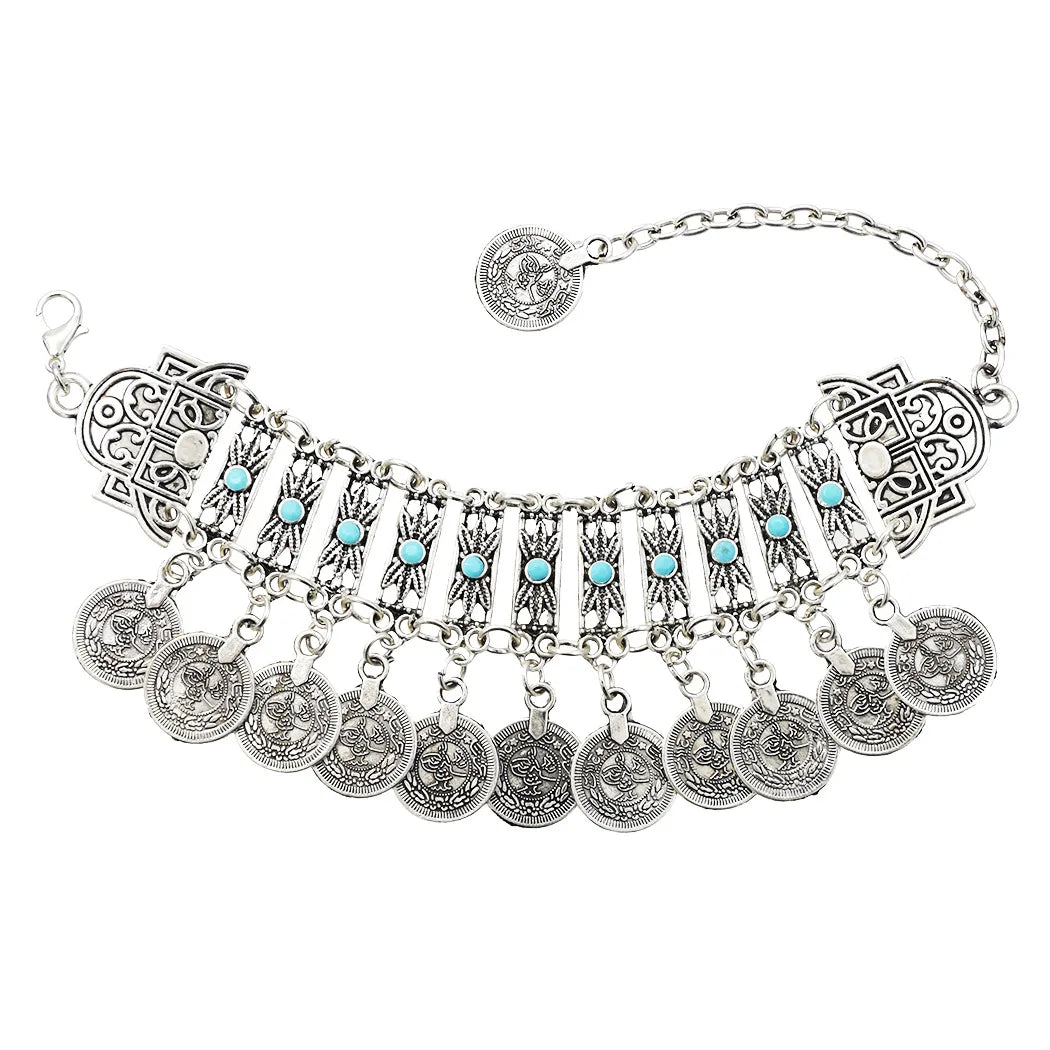 Vintage Münze Quaste Charm Armband für Frauen Männer Gypsy Boho Sommer Strand Chic Festival Handkette türkisch afghanisch indischer Schmuck