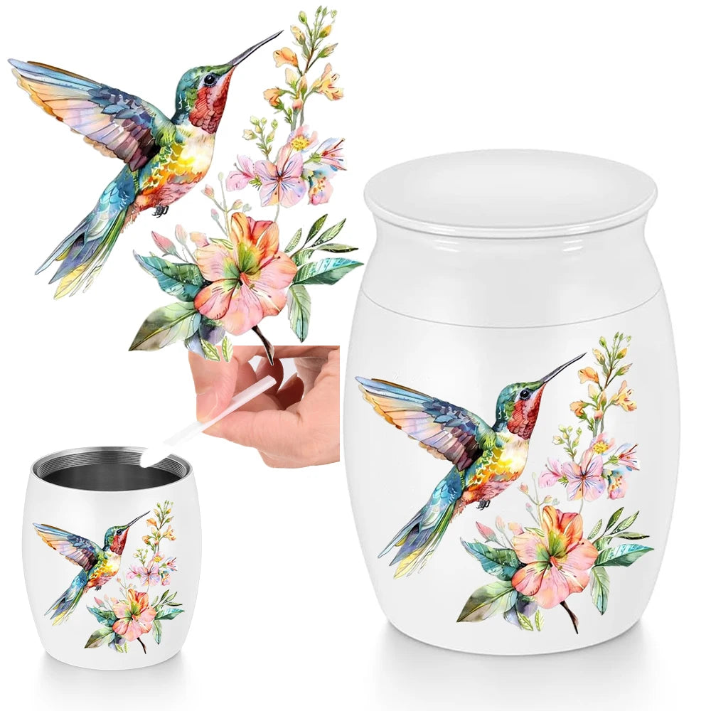 Mini-Kolibri-Urne für Asche, kleiner Andenken-Einäscherungsgürtel aus Aluminiumlegierung, Beerdigungshalter für Menschen bleibt