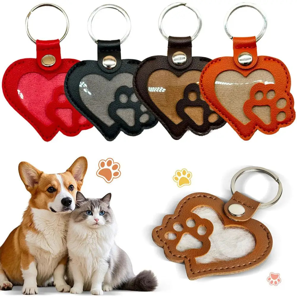 Pet Cat Dog Hair Storage Pendant Memorial Keychain Cat Paw Heart Cat And Dog Fur Keepsake Collecting Storage Bag