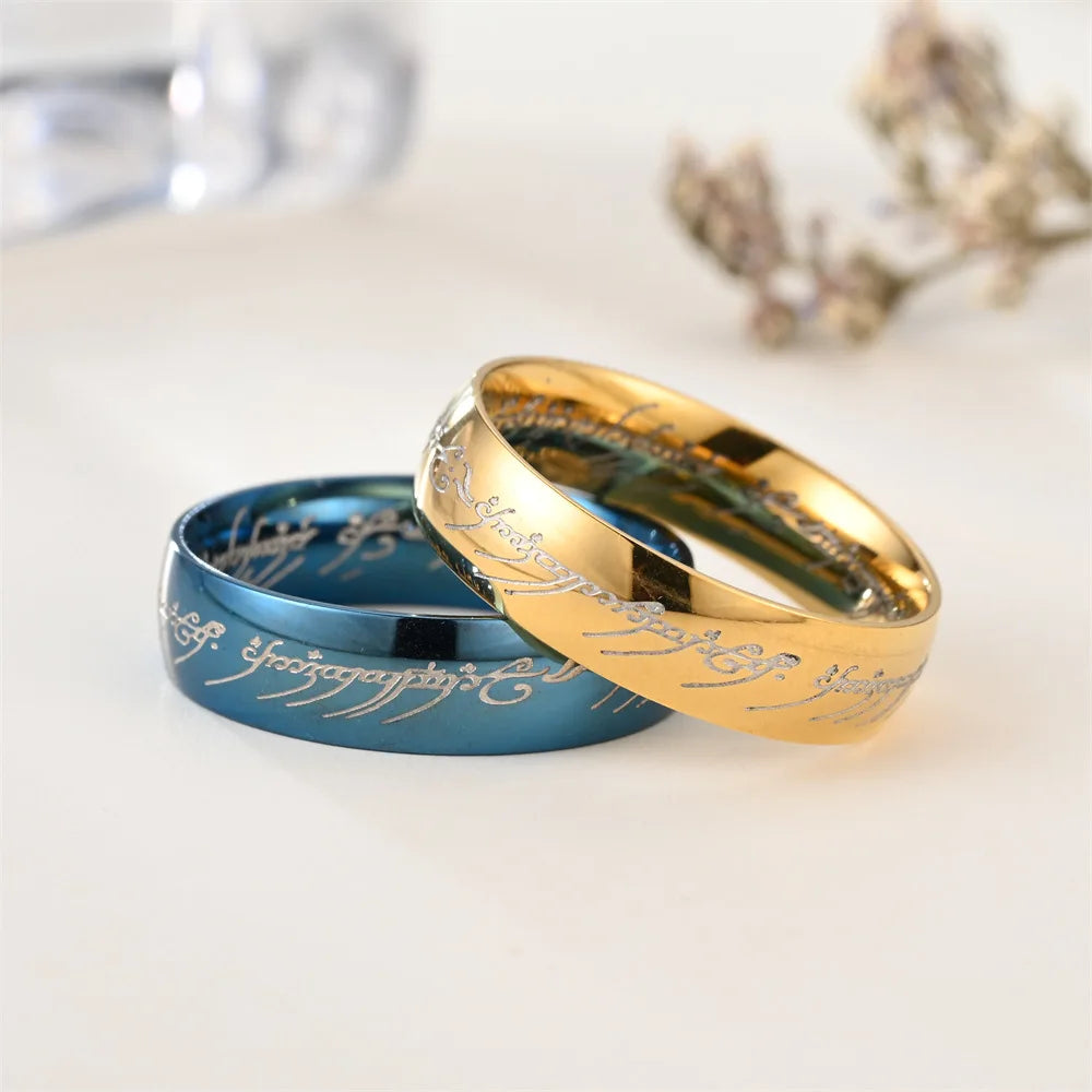 Edelstahlschmuck Punk One Ring Of Power Elf Bilbo Baggins Gollum Tolkien Letter Wizard Mehrfarbig Größe 6-13