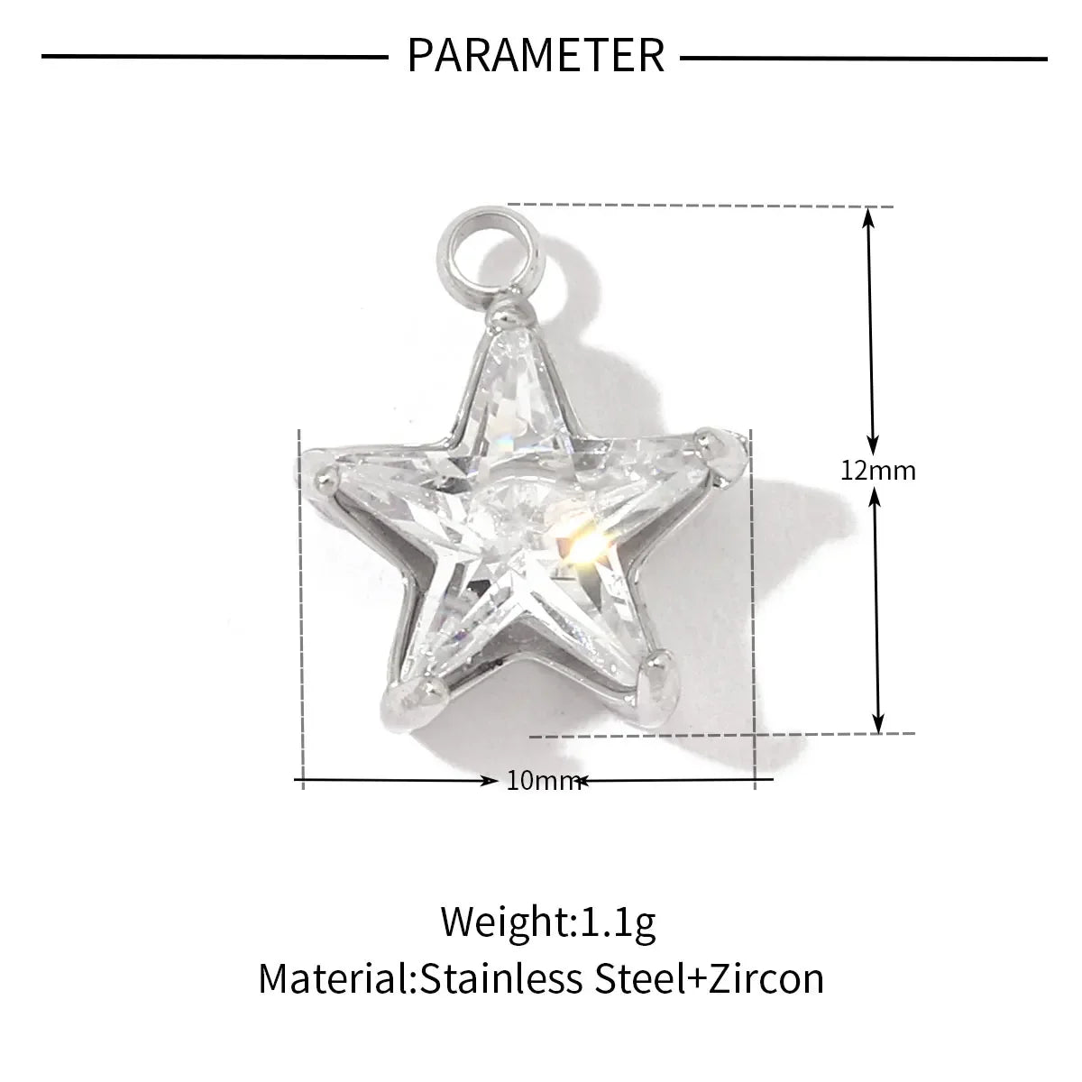 3 teile/los Mode Edelstahl Zirkon Kristall Charms Oval Stern Herz Runde Quadrat HorseeyeStone Halskette DIY Kleine Anhänger