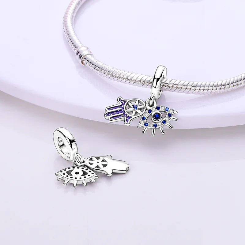 Heiße Verkäufe 925 Sterling Silber Charms Perlen Teufel Auge Fatimas Hand Kreuz Perlen Fit Original Armband Frauen DIY schmuck Geschenke
