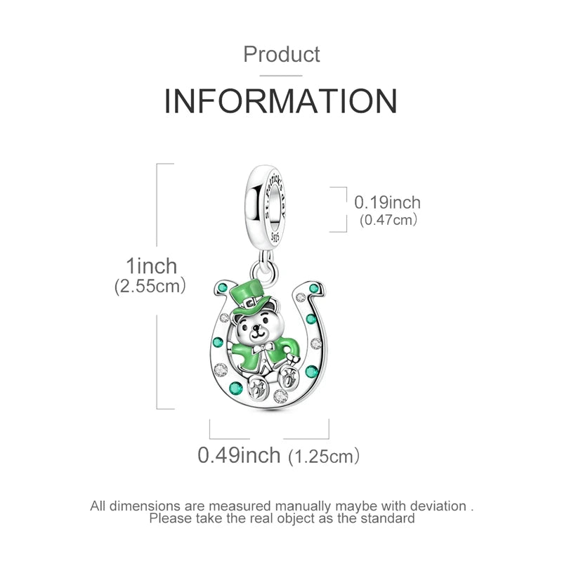 Neu im 925er-Sterlingsilber, grüne Charms, Perlen, Frosch, Kleeblatt, Schildkröte, Anhänger, Schmuck, passend für Original-925-Armbänder für Frauen, DIY-Geschenk
