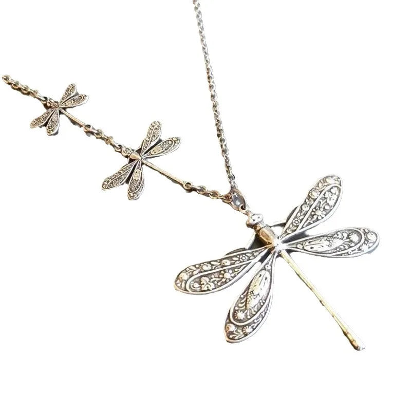 Nang Gonz Design Muster Libelle Anhänger Halskette Einfache Individualität Retro Stil Asymmetrische Design Halskette Damen Schmuck