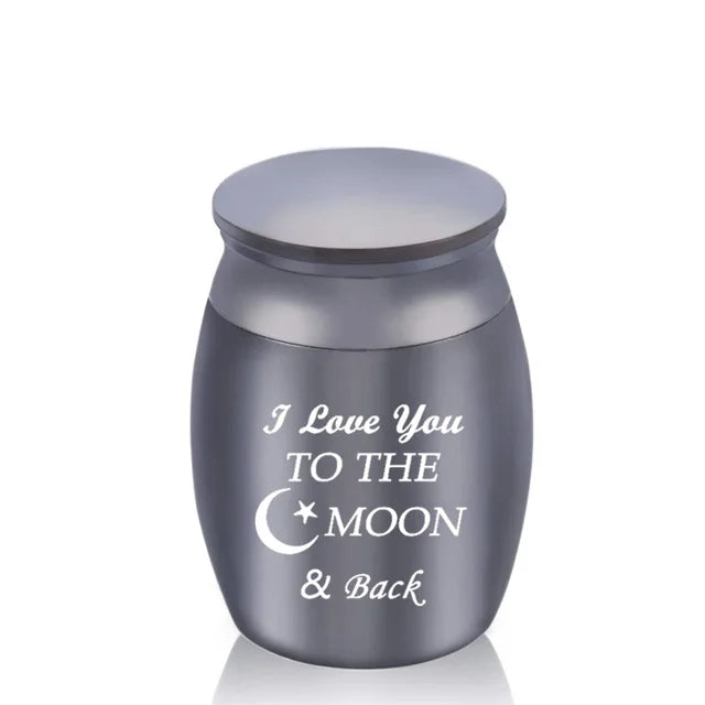 Niedlichen Kaninchen und Mond Feuerbestattung Andenken Urnen für Menschlichen Asche von Pet Mini Kleine Beerdigung Sarg Titan Edelstahl Engel Memorial jar