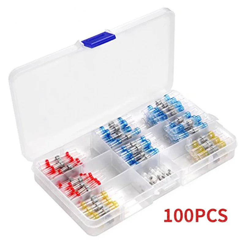 50/100 stücke Schrumpf Butt Wasserdichte Solder Dichtung Draht Kabel Splice Terminal Kit Crimp Terminals Stecker Elektrische, mit Box