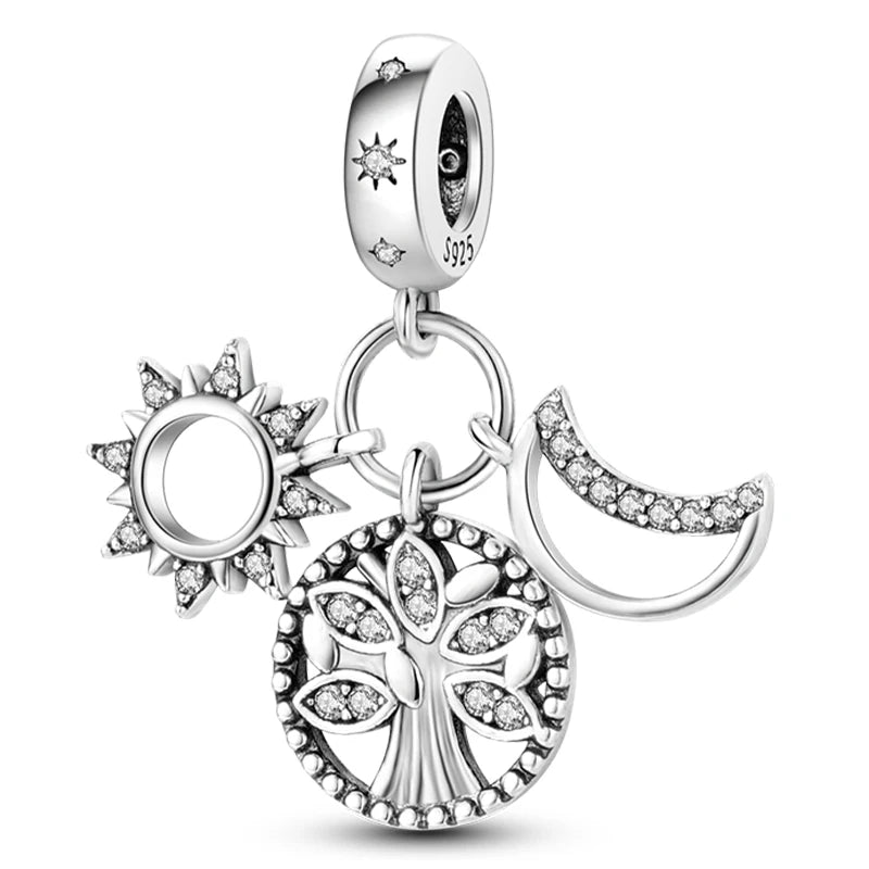 Heißer Verkauf Charms Perlen 925 Sterling Silber Farbe Bogen Kreuz Lebensbaum Perlen Fit DIY Original Armreif Charme Anhänger Schmuck