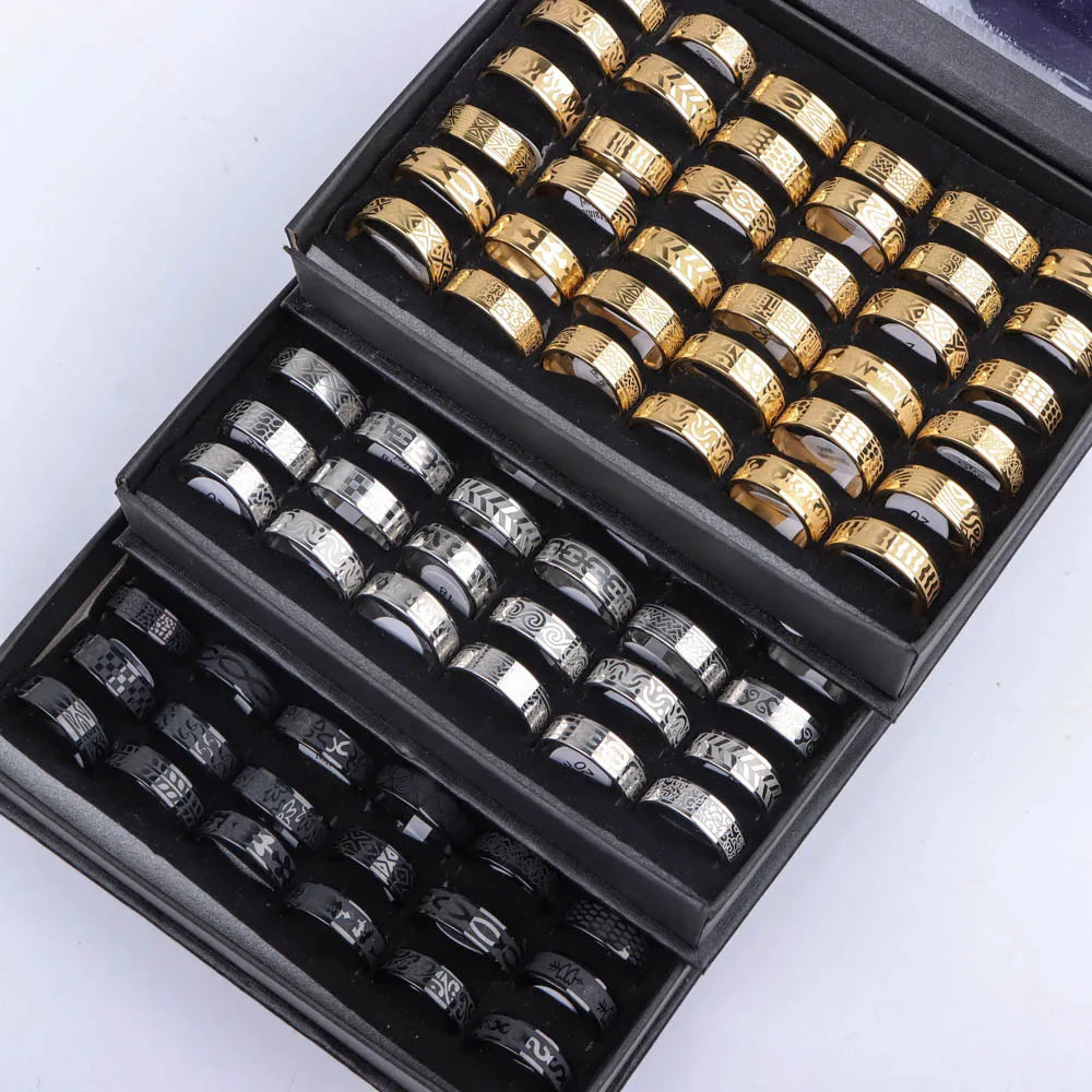 10 Teile/los Trendy Klassische männer frauen Öl Tropft Edelstahl Ringe, Retro Schmuck Geschenke, Gemischte Stil