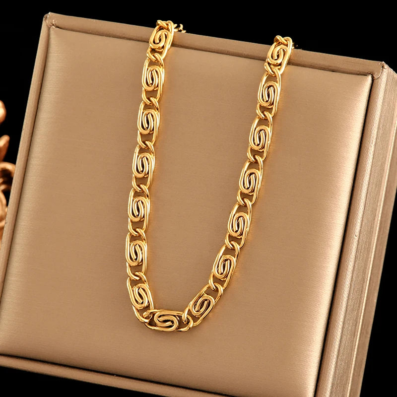 GANEMLY 316l Edelstahl Mode Blätter Kette Halskette für Frauen Charme 18K Metall Kragen Aussage Halskette Wasserdicht