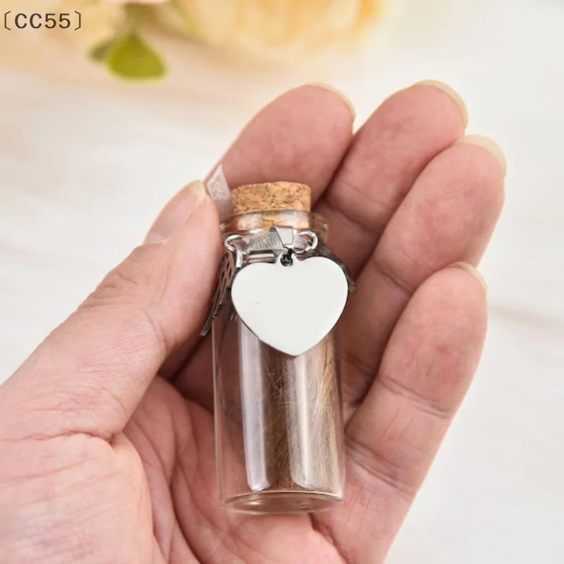 ieniaCC55 SigurPet Gedenkflasche für Haustiere, Haare, Hunde, Katzen, Fell, Andenken, Flaschenaufbewahrung mit 3 silbernen Accessoires, Gedenkurnenbehälter für Haustiere