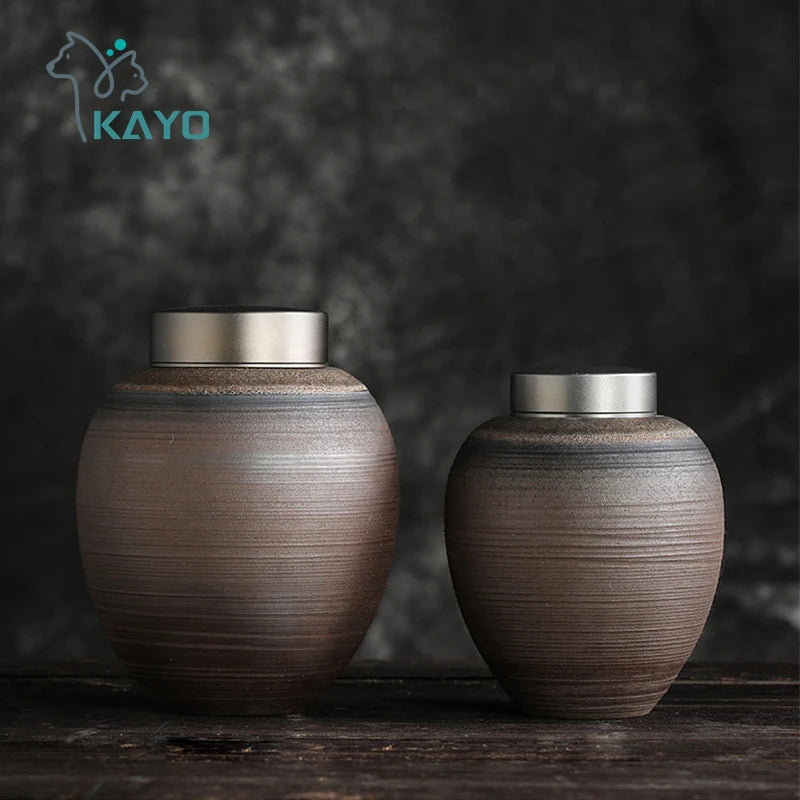 Funeral urns for dogs and cats, pet in Japanese wabisabi style in loving memory, large urn for ashes, human, customizable text