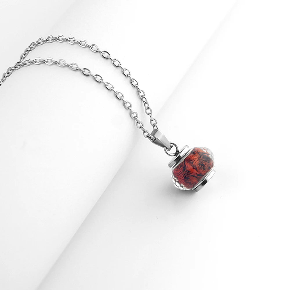 Rose Blume Einäscherung Urne Halskette für Asche Edelstahl Denkmal Einäscherung Schmuck Andenken Anhänger Halskette für Frauen Mädchen