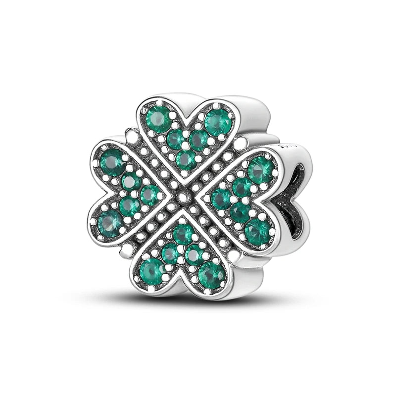 Neu im 925er-Sterlingsilber, grüne Charms, Perlen, Frosch, Kleeblatt, Schildkröte, Anhänger, Schmuck, passend für Original-925-Armbänder für Frauen, DIY-Geschenk