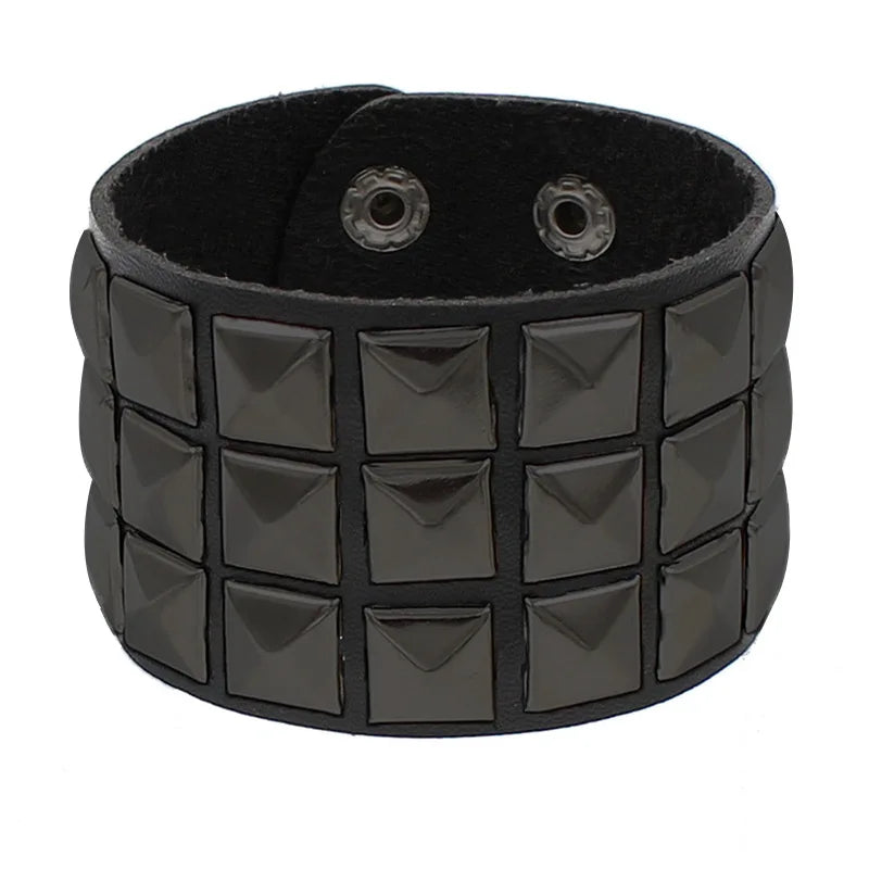 2022 Gothic Punk Mode Pu Leder Armband Schwarz Breite Manschette Armbänder Armreifen Vintage Punk Armband Männer Schmuck