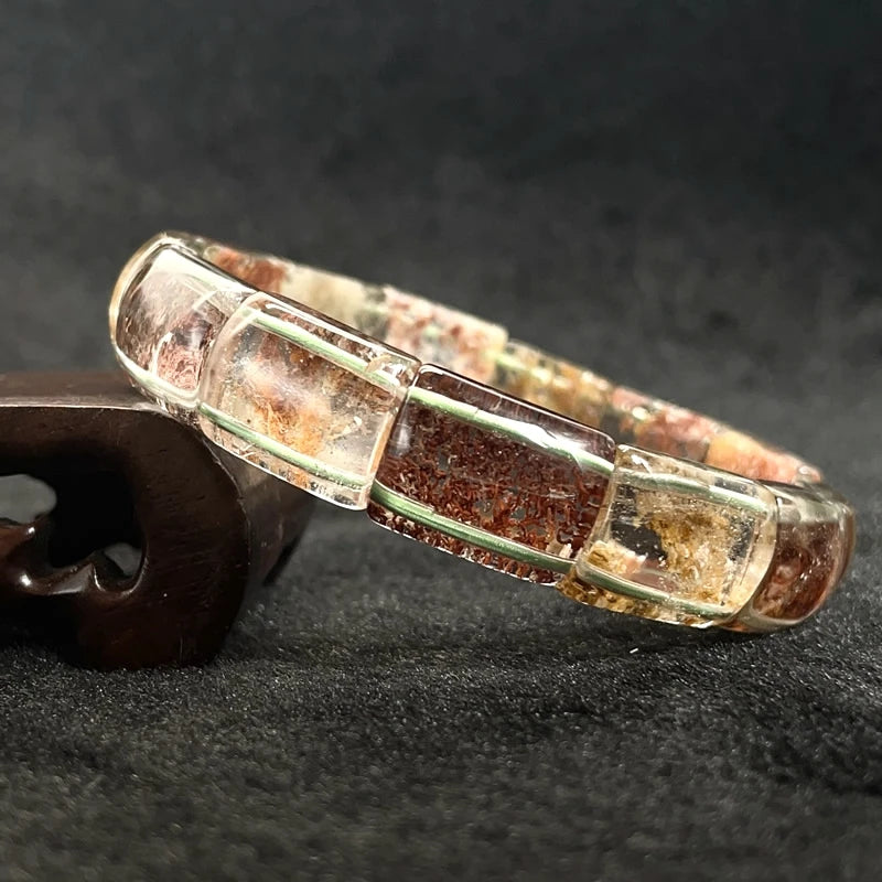 Neues farbiges Naturstein-Vier-Jahreszeiten-Geist-Kristall-Quarz-rechteckiges Armband für Männer und Frauen, Paare, glücklicher Modeschmuck