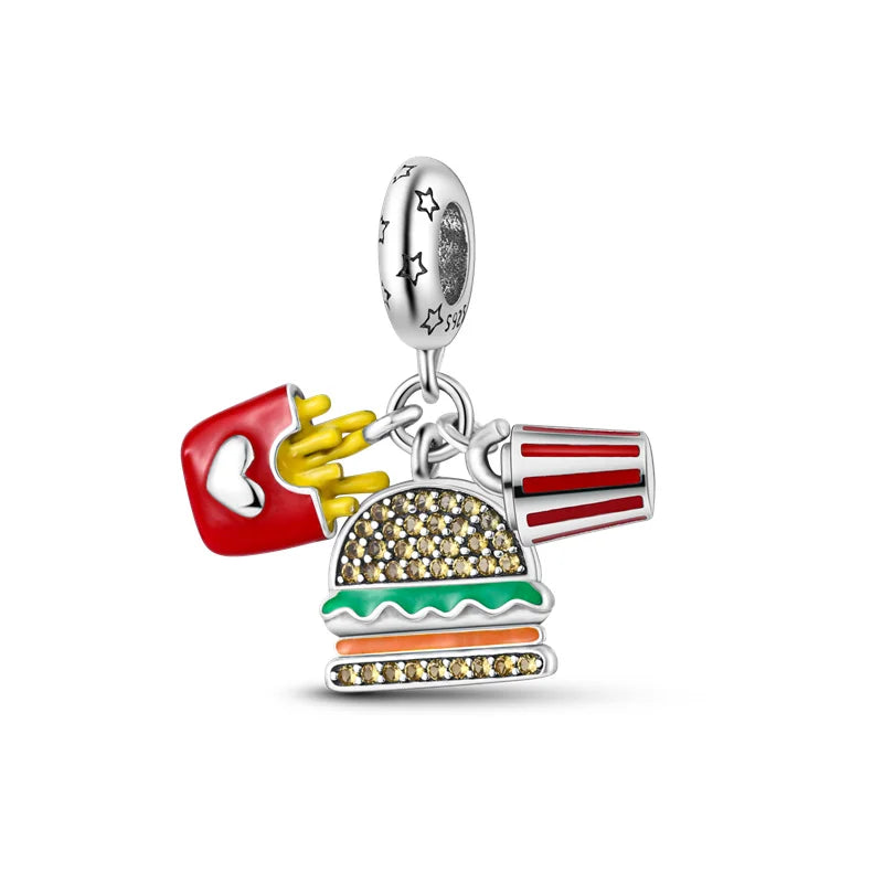 Echtes 925 Sterling Silber Buch Und Kaffeetasse Charms Fit Original Pand 3mm Armband Anhänger Perlen Frauen Edlen schmuck
