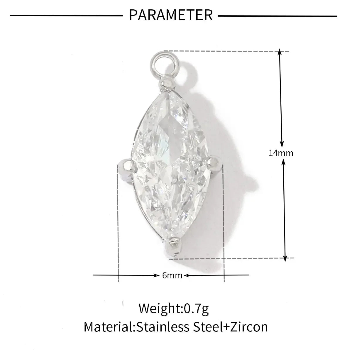 3 teile/los Mode Edelstahl Zirkon Kristall Charms Oval Stern Herz Runde Quadrat HorseeyeStone Halskette DIY Kleine Anhänger