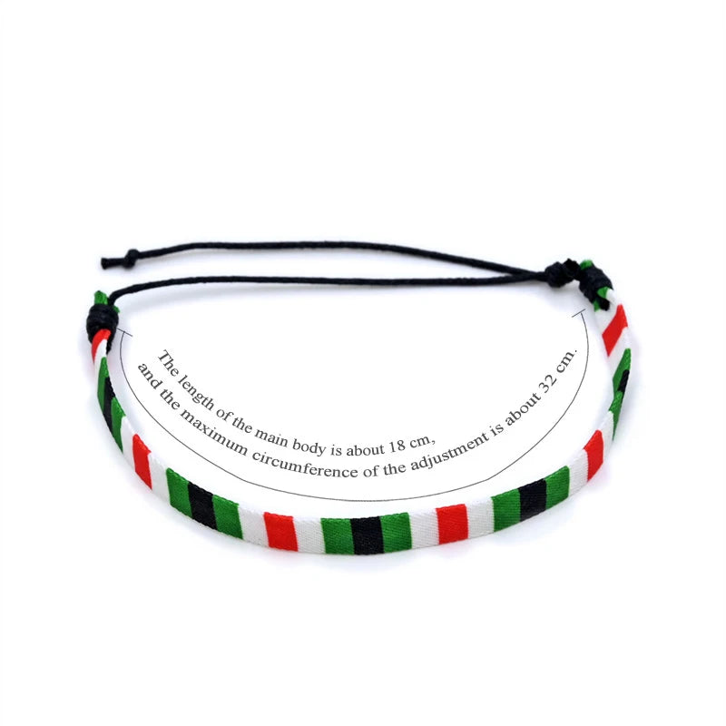 Geometrisches gepunktetes Palästina-Armband für Männer und Frauen, mehrfarbiges Handgeflecht, arabischer Stil, Gaza-Flagge, Schmuckzubehör